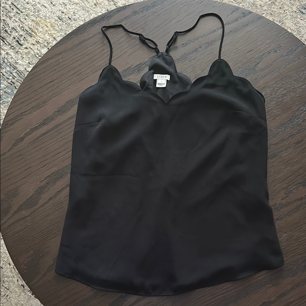 J Crew Black Scalloped Camisole